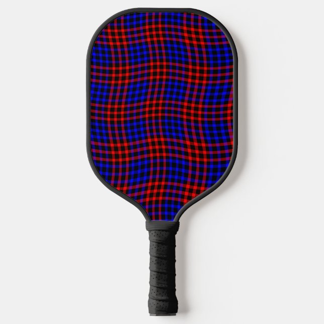 Palas De Pickleball Red Blue Plaid Checker Seamless Pattern (Anverso)