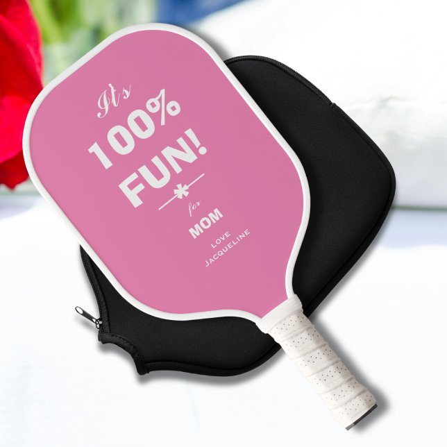 Palas De Pickleball REGALO DE DIVERSIÓN DE FITNESS PARA MOM Guay Scrip (Modern Fun Fitness Gift For Mom - Cool Script Pink and White Pickleball Paddle.)