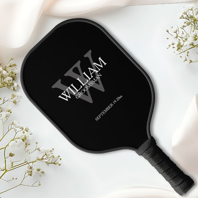 Palas De Pickleball Regalos Groomsman - Personalizado Elegante Guión M (Fabulous Groomsman Gifts - Customized Elegant Monogram Script Pickleball Paddle.)