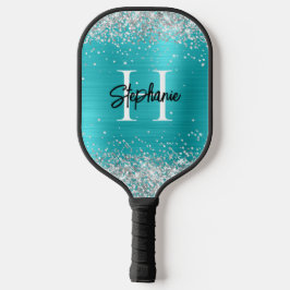 Palas De Pickleball Relieve metalizado azul turquesa Purpurina platead