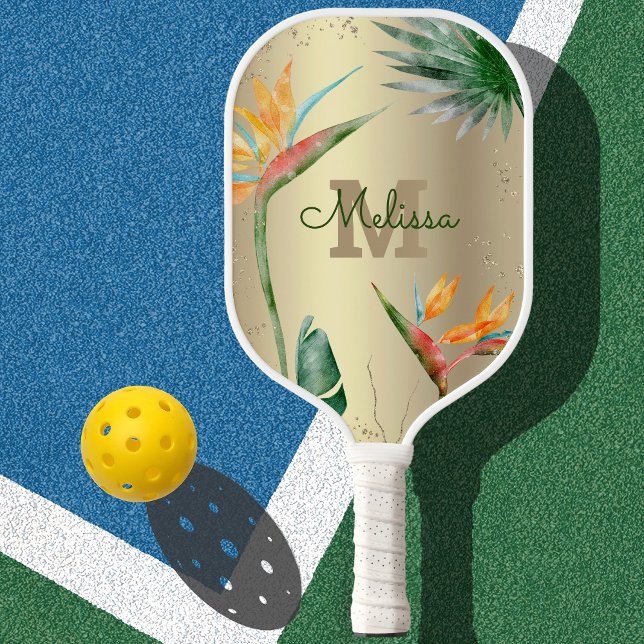 Palas De Pickleball Relieve metalizado dorado de escritura floral de I (Subido por el creador)