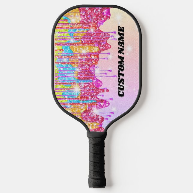 Palas De Pickleball remo de pickleball purpurina arcoiris (Anverso)