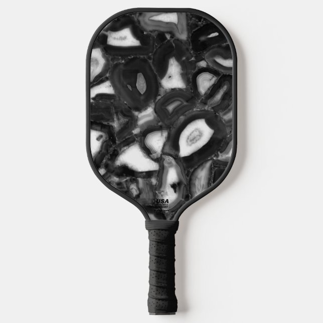 Palas De Pickleball Resumen Blanco negro agates geode (Anverso)