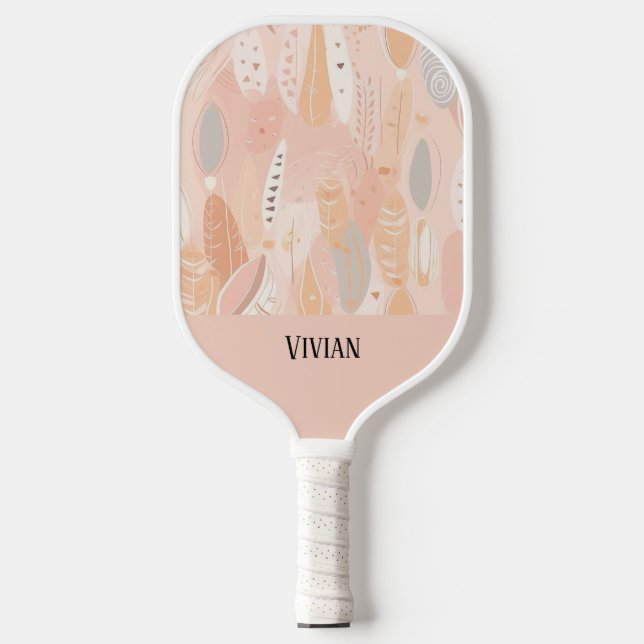 Palas De Pickleball Resumen botánico de Dusty Pink Boho Personalizado (Anverso)