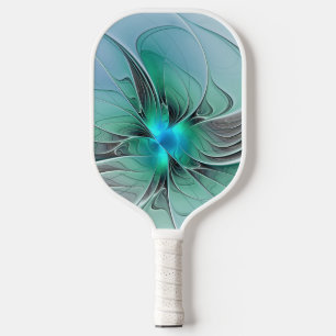 Palas De Pickleball Resumen Con Arte Fractal Azul Y Moderno