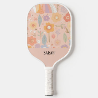 Palas De Pickleball Resumen de la Flora de Boho Pink Dusty Personaliza