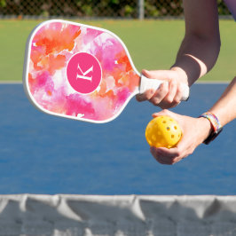 Palas De Pickleball Resumen de Naranja rosa de color de agua monogramo