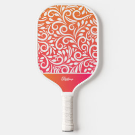 Palas De Pickleball Resumen Elegante Floral Gradiente Ombre Monogramad