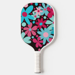 Palas De Pickleball Resumen, flores rosas y azules funky