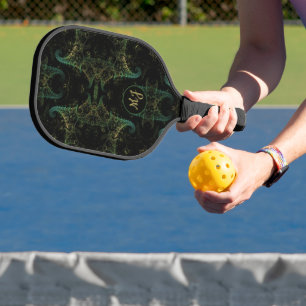 Palas De Pickleball Resumen Fractal Monogramed Paddle