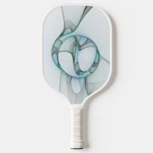 Palas De Pickleball Resumen moderno Arte fractal azul turquesa gris