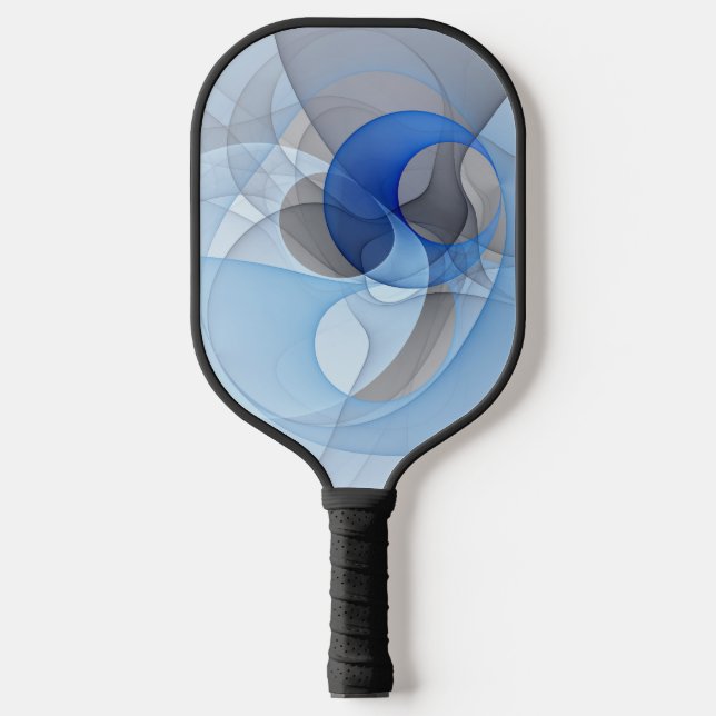 Palas De Pickleball Resumen moderno Gráfico de arte fractal gris azul (Anverso)