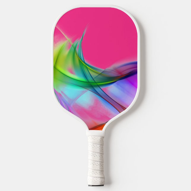 Palas De Pickleball Resumen Neon Rainbow sobre rosa (Anverso)