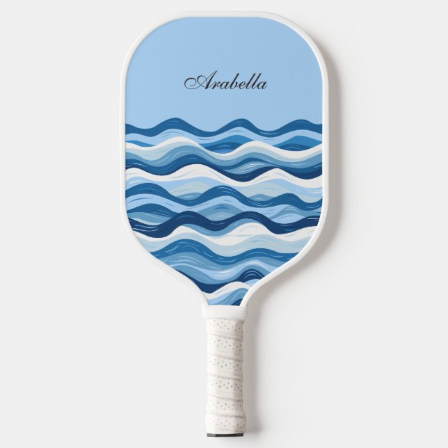 Palas De Pickleball Resumen personalizado Olas del océano azul Diseño  (Anverso)