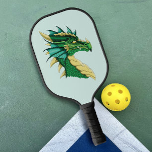 Palas De Pickleball Retrato de cabeza de dragón verde esmeralda Fantas