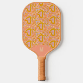Palas De Pickleball Retro 70's Pastel Peach Monogram Topography