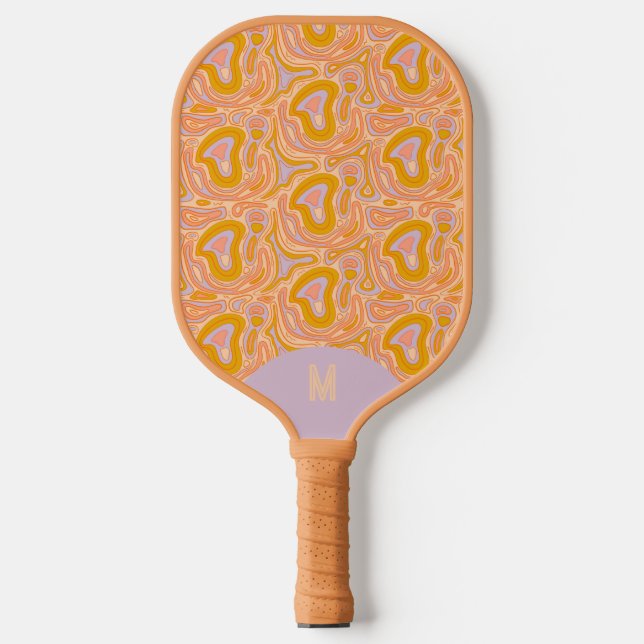 Palas De Pickleball Retro 70's Pastel Purple Monogram Topography  (Anverso)