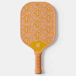 Palas De Pickleball Retro 70's Pastel Yellow Monogram Topography 