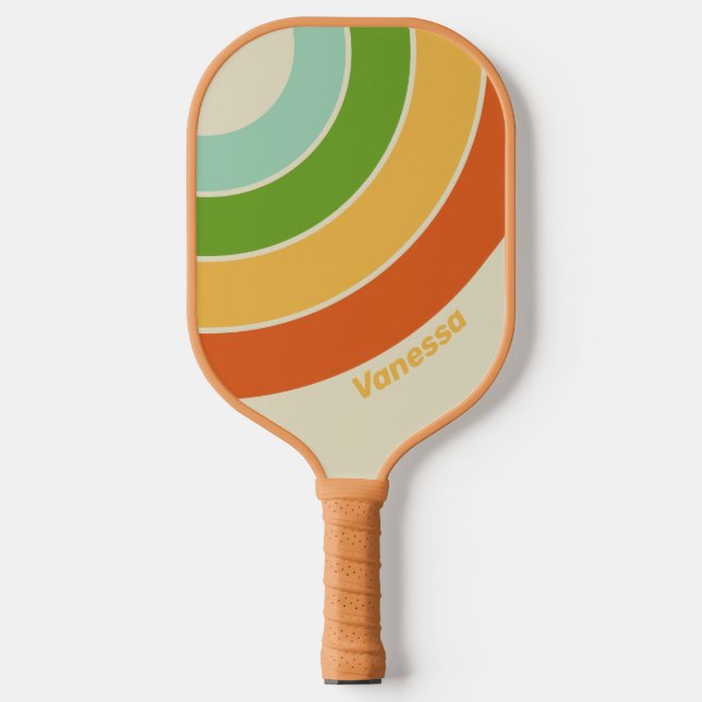 Palas De Pickleball Retro ABC Calle Círculo Franja con Nombre (Anverso)