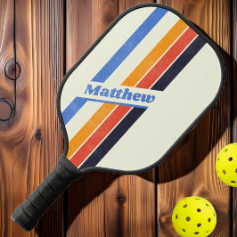 Palas De Pickleball Retro Afligido cinco Rayas con Nombre