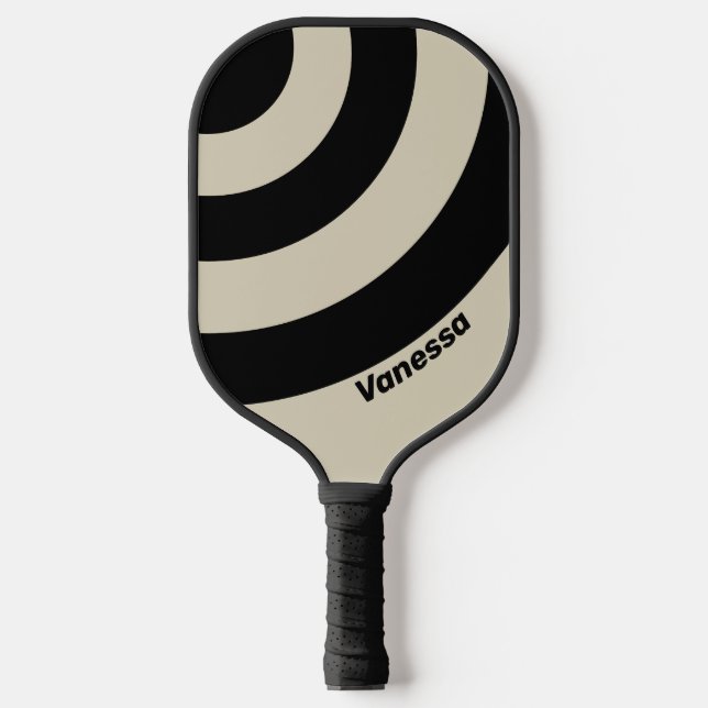 Palas De Pickleball Retro Alabaster de tres bandas de círculo con nomb (Anverso)