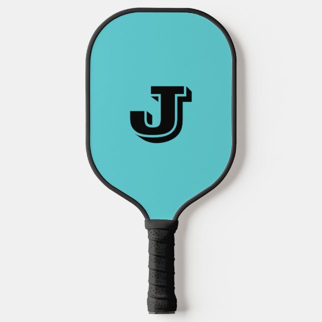 Palas De Pickleball Retro Aqua Blue Minimalist Monogrammed (Anverso)