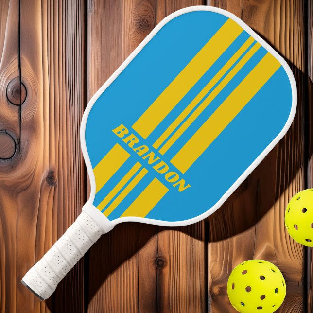 Palas De Pickleball Retro Aqua Reef Doble Rally Strips con Nombre (Subido por el creador)