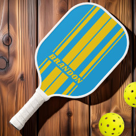 Palas De Pickleball Retro Aqua Reef Tabla Dual con Franjas y Nombre