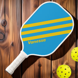 Palas De Pickleball Retro Aqua Reef Tres Rayas con Nombre
