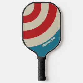Palas De Pickleball Retro Aqua Surf Círculo Raya con Nombre