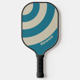 Palas De Pickleball Retro Aquamarine Tres Círculos de Raya con Nombre