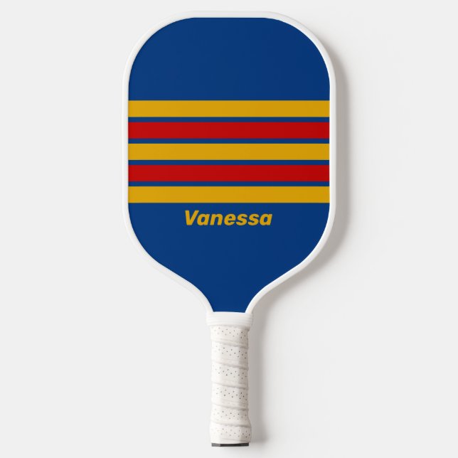 Palas De Pickleball Retro Calentado a través de bandas con nombre (Anverso)