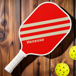 Palas De Pickleball Retro Cherry Tres Rayas con Nombre