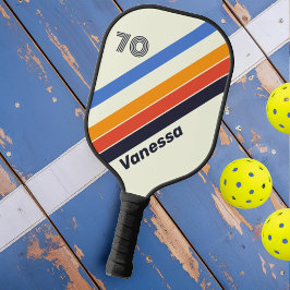 Palas De Pickleball Retro cinco rayado con número y nombre