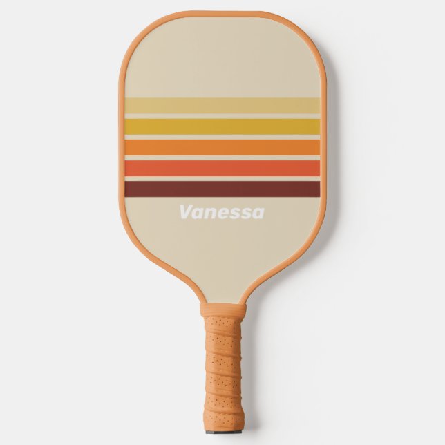 Palas De Pickleball Rétro con Franjas y Nombre (Anverso)