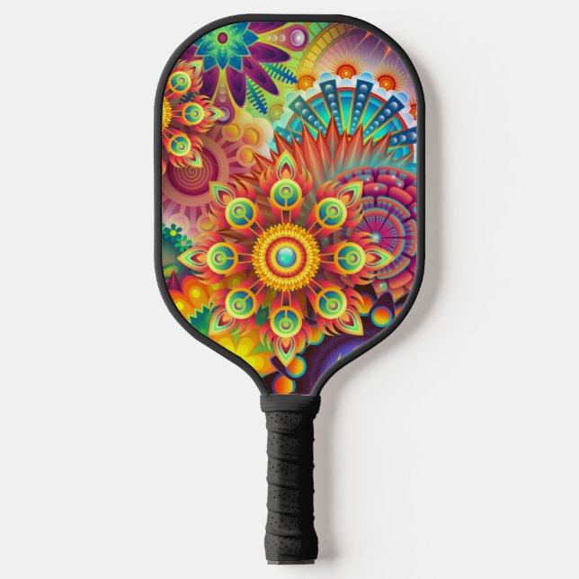 Palas De Pickleball Retro de arte psicodélico (Anverso)