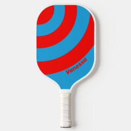 Palas De Pickleball Retro Electric Blue Red Three Circle Stripe Name