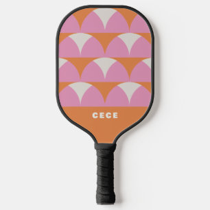 Palas De Pickleball Retro geométrico naranja rosa moderno personalizad
