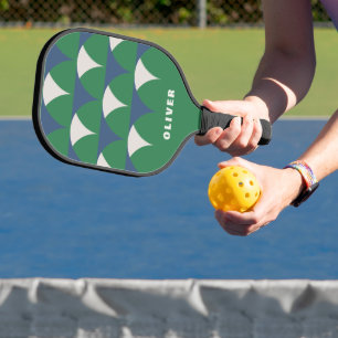 Palas De Pickleball Retro geométrico verde azul moderno personalizado