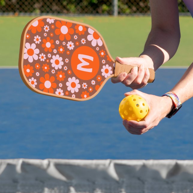 Palas De Pickleball Retro Groovy Daisy Naranja 70s   (in situ)