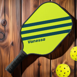 Palas De Pickleball Retro HI VIS Yellow Tres bandas con nombre