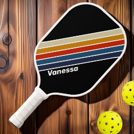Palas De Pickleball Retro Hielo Rayado Arcoíris con Nombre