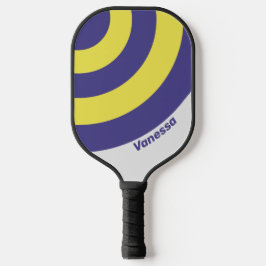 Palas De Pickleball Retro Limón Eléctrico Uva Círculo Raya con Nombre