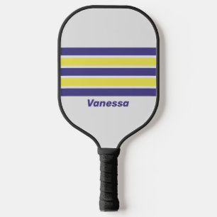 Palas De Pickleball Retro Limón Eléctrico Uva Franjas Cruzadas Nombr
