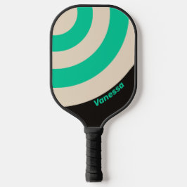 Palas De Pickleball Retro Medianoche Menta Círculo Franja con Nombre