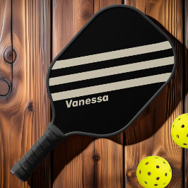 Palas De Pickleball Retro Medianoche Tres Franjas con Nombre
