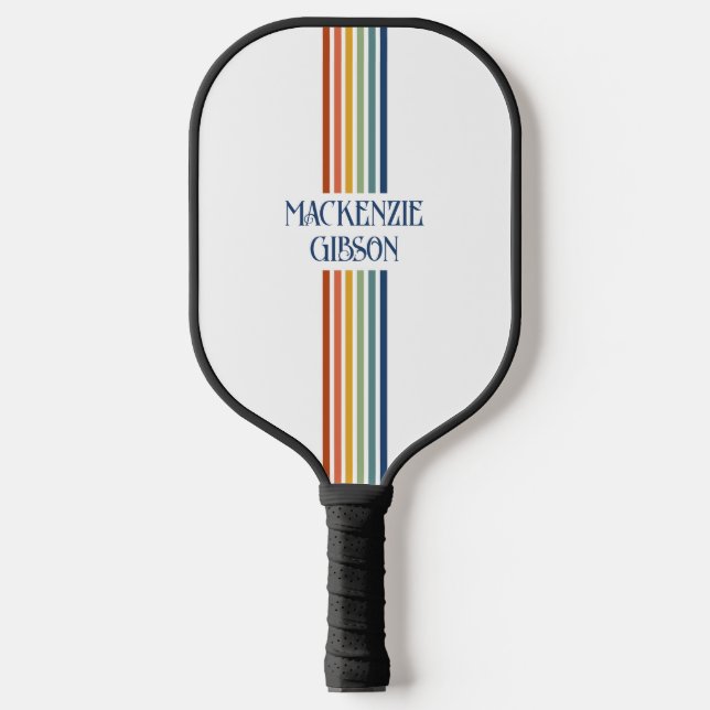 Palas De Pickleball Retro Monogrammed Minimalist Stripes (Anverso)