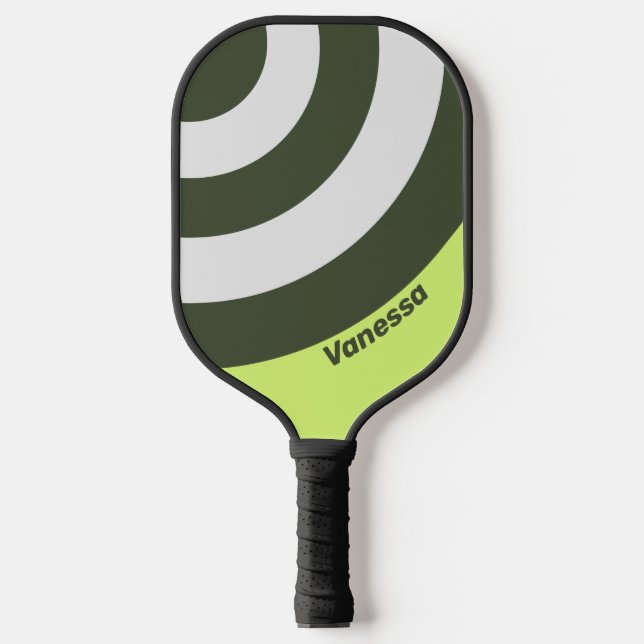 Palas De Pickleball Retro Moss Fade Circle Stripe con Nombre (Anverso)