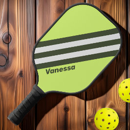Palas De Pickleball Retro Musgo Desvanecido Rayas con Nombre