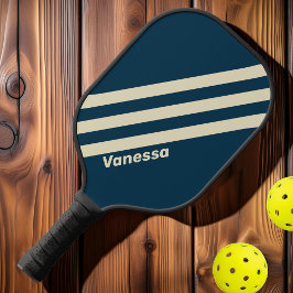Palas De Pickleball Retro Navy Fade Tres Franjas con Nombre